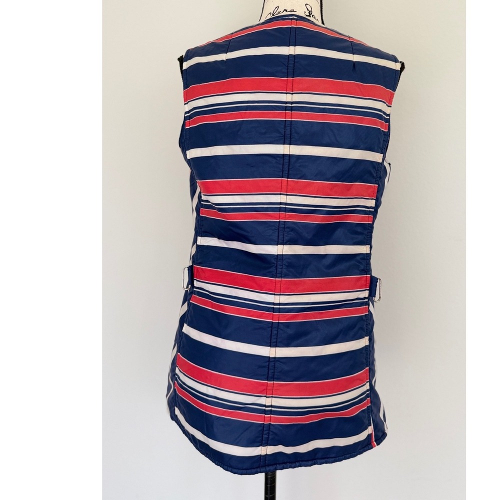 Bogner Vintage Striped Puffer Vest Red White Blue Nylon Zip Front Size 12/40 - Picture 5 of 15